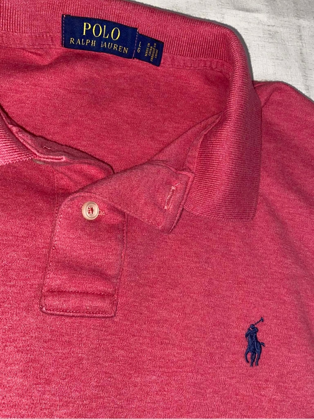 Polo by Ralph Lauren Men's Pink Polo Shirt with Navy Logo